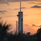 The Falcon 9 rocket with CrewDragon atop in preparation for Friday’s scheduled launch.